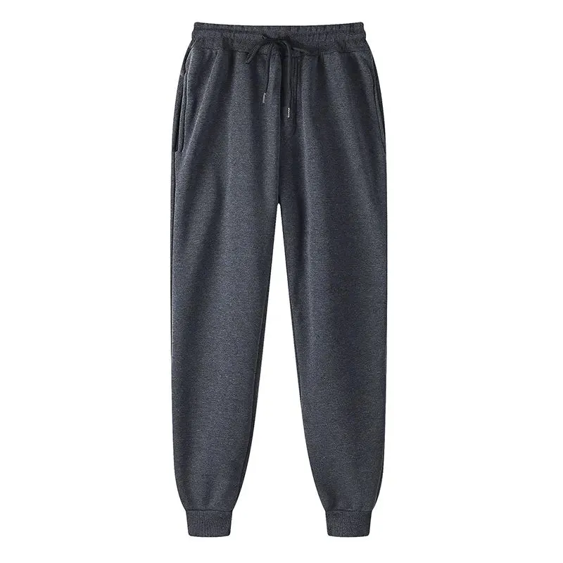 Men Jogging Sweatpants Winter 2024 Fashion Casual Pants Drawstring Pure Color Brand Black Trousers Jogger Fitness Training Gray