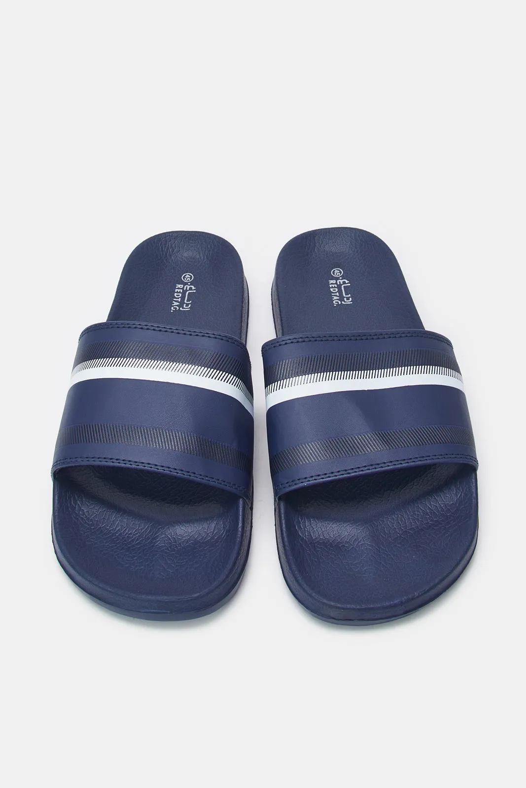 Men Navy Striped Slide