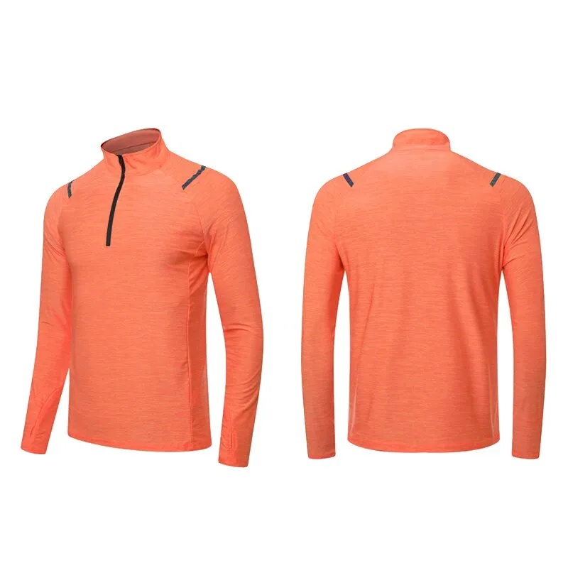 Men Running T-shirt Training Long Sleeve Sport Polo Shirt Top Gym Jogging Workout Sweatshirt High Quality Fitness Sportswear