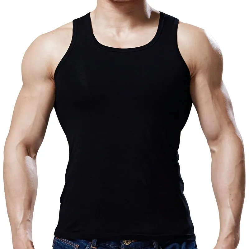 Men Sleeveless Shirt Fitness Workout Tank Training Clothes Running Crop Top Sport I-Shaped Gym Jogging Vest