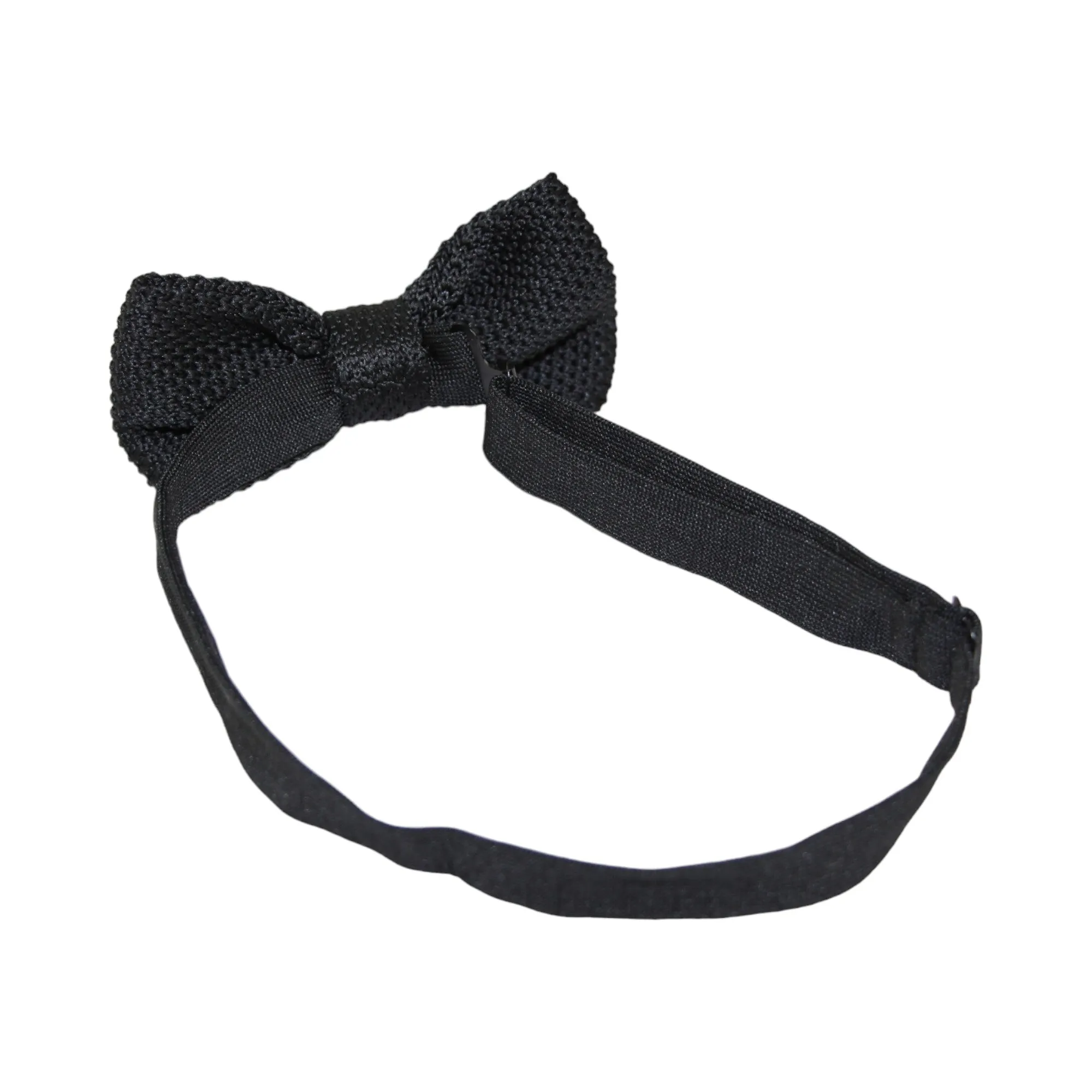 Mens Black Cross-Hatched Knitted Bow Tie