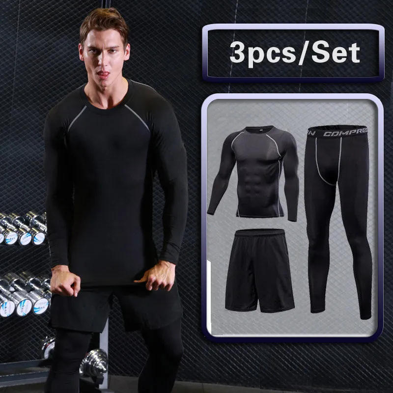 Men's Compression Sportswear Suits Gym Tight Training Clothing Workout Jogging Sports Set Fitness Running Tracksuit Rash Guard