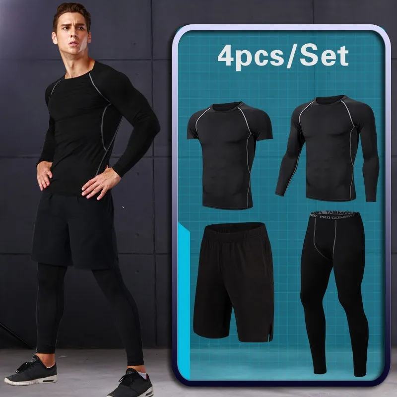 Men's Compression Sportswear Suits Gym Tight Training Clothing Workout Jogging Sports Set Fitness Running Tracksuit Rash Guard