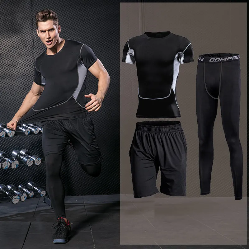 Men's Compression Sportswear Suits Gym Tight Training Clothing Workout Jogging Sports Set Fitness Running Tracksuit Rash Guard