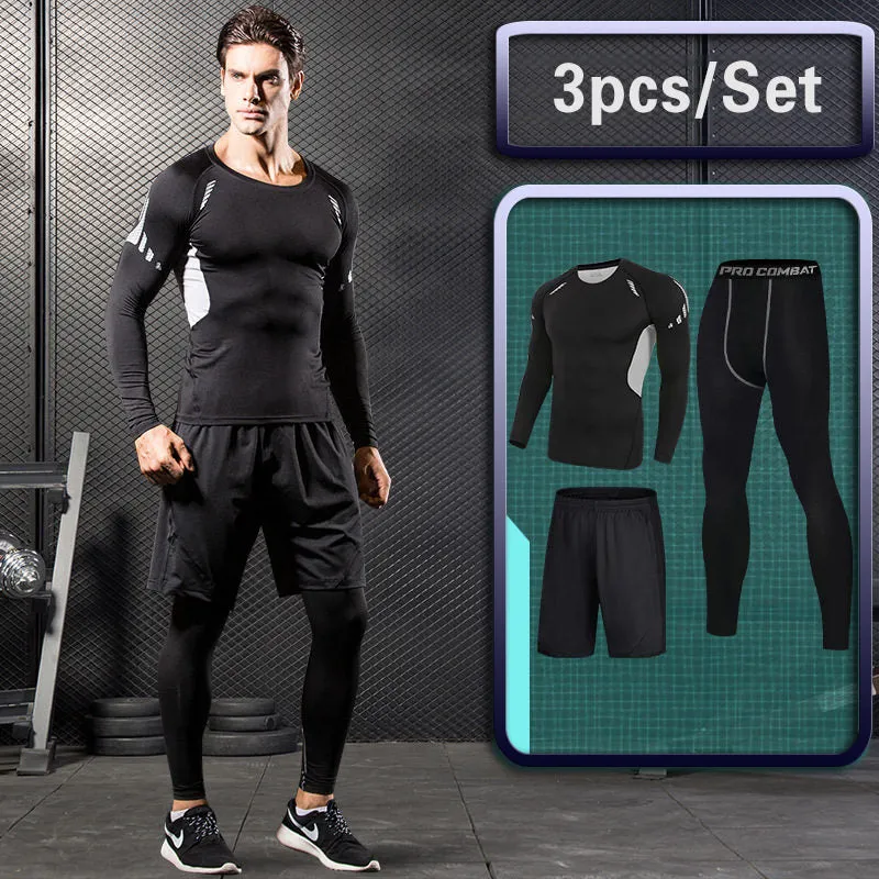 Men's Compression Sportswear Suits Gym Tight Training Clothing Workout Jogging Sports Set Fitness Running Tracksuit Rash Guard