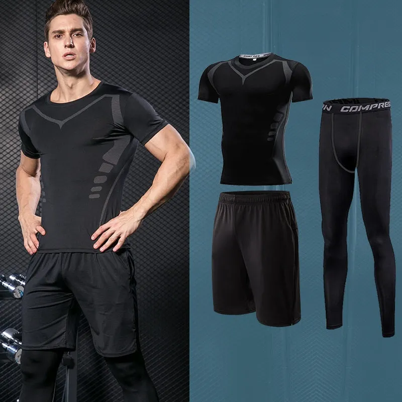 Men's Compression Sportswear Suits Gym Tight Training Clothing Workout Jogging Sports Set Fitness Running Tracksuit Rash Guard