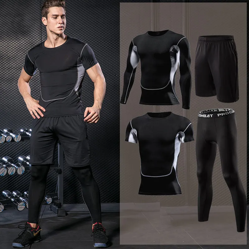 Men's Compression Sportswear Suits Gym Tight Training Clothing Workout Jogging Sports Set Fitness Running Tracksuit Rash Guard