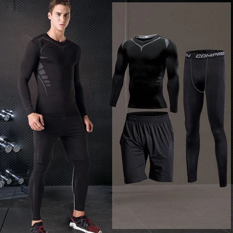 Men's Running Set Training Tracksuit Male Outdoor Sports Clothing Gym Compression Jogging Suit Fitness Tight Sportswear Rashgard