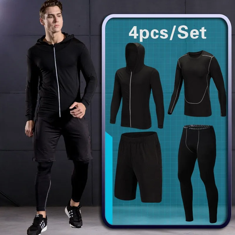 Men's Tracksuit Compression Sports Suit Gym Fitness Clothes Running Jogging Sportwear Training Exercise Workout Tight Dry Fit