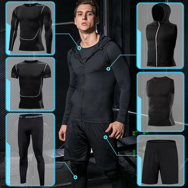 Men's Tracksuit Compression Sports Suit Gym Fitness Clothes Running Jogging Sportwear Training Exercise Workout Tight Dry Fit