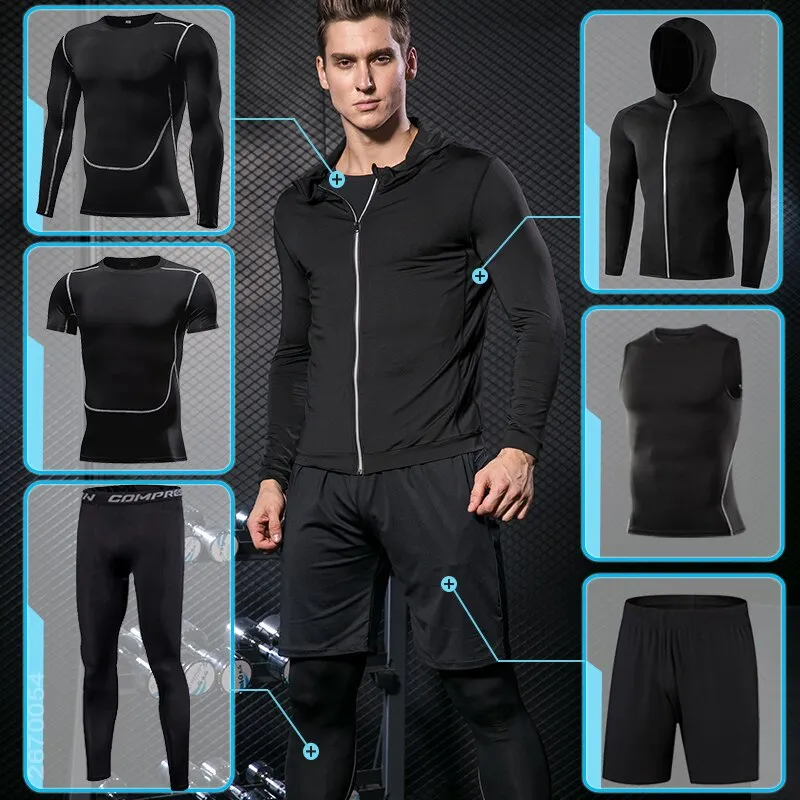 Men's Tracksuit Compression Sports Suit Gym Fitness Clothes Running Jogging Sportwear Training Exercise Workout Tight Dry Fit