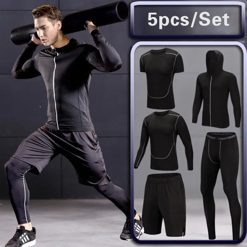 Men's Tracksuit Compression Sports Suit Gym Fitness Clothes Running Jogging Sportwear Training Exercise Workout Tight Dry Fit