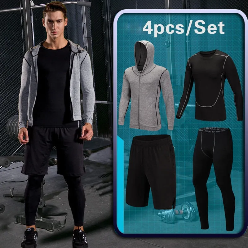 Men's Tracksuit Compression Sports Suit Gym Fitness Clothes Running Jogging Sportwear Training Exercise Workout Tight Dry Fit