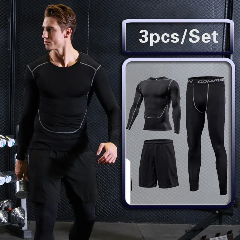 Men's Tracksuit Compression Sports Suit Gym Fitness Clothes Running Jogging Sportwear Training Exercise Workout Tight Dry Fit