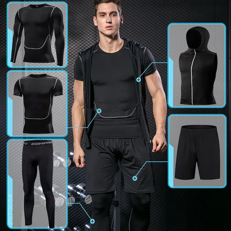 Men's Tracksuit Compression Sports Suit Gym Fitness Clothes Running Jogging Sportwear Training Exercise Workout Tight Dry Fit