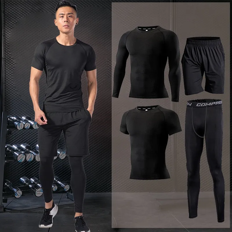 Men's Tracksuit Sport Suit Gym Fitness Compression Sports Clothing Outdoor Running Set Training Jogging Tight Sportwear Dry Fit