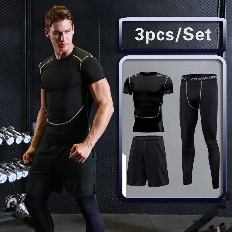 Men's Tracksuit Sport Suit Gym Fitness Compression Sports Clothing Outdoor Running Set Training Jogging Tight Sportwear Dry Fit