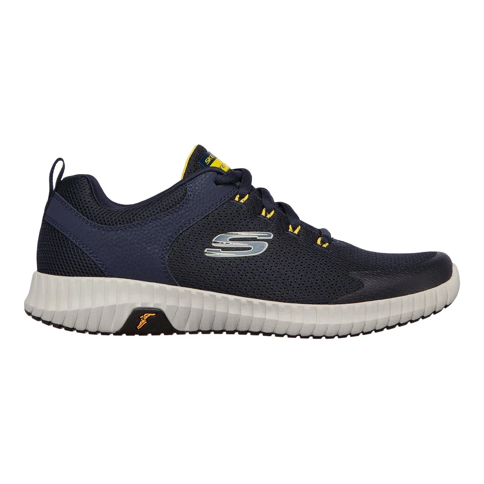 Men's Wide Fit Skechers 232212 Elite Flex Prime Take Over Sports Trainers - Navy/Yellow