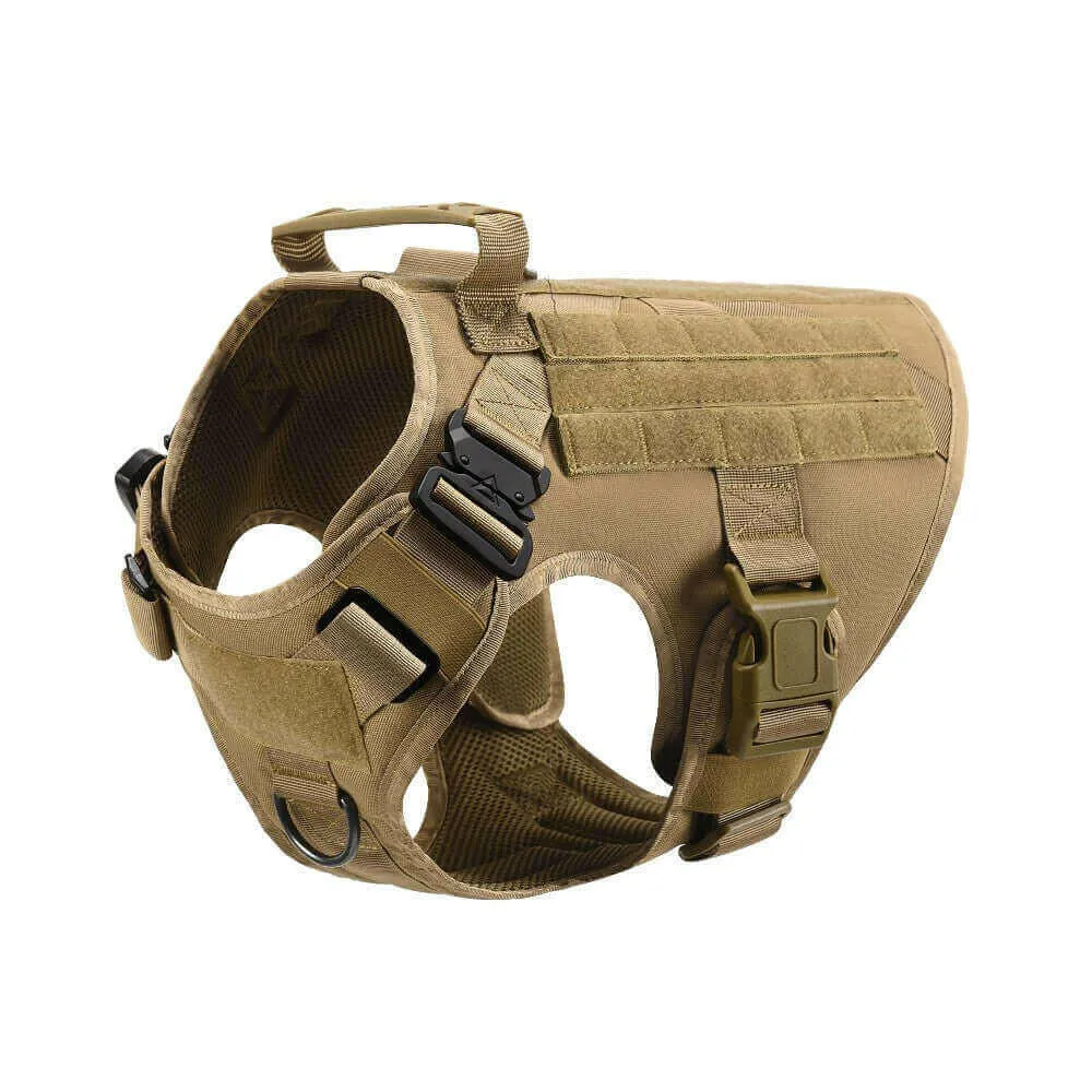 Military Dog Tactical Harness and Leash Set (Brown)