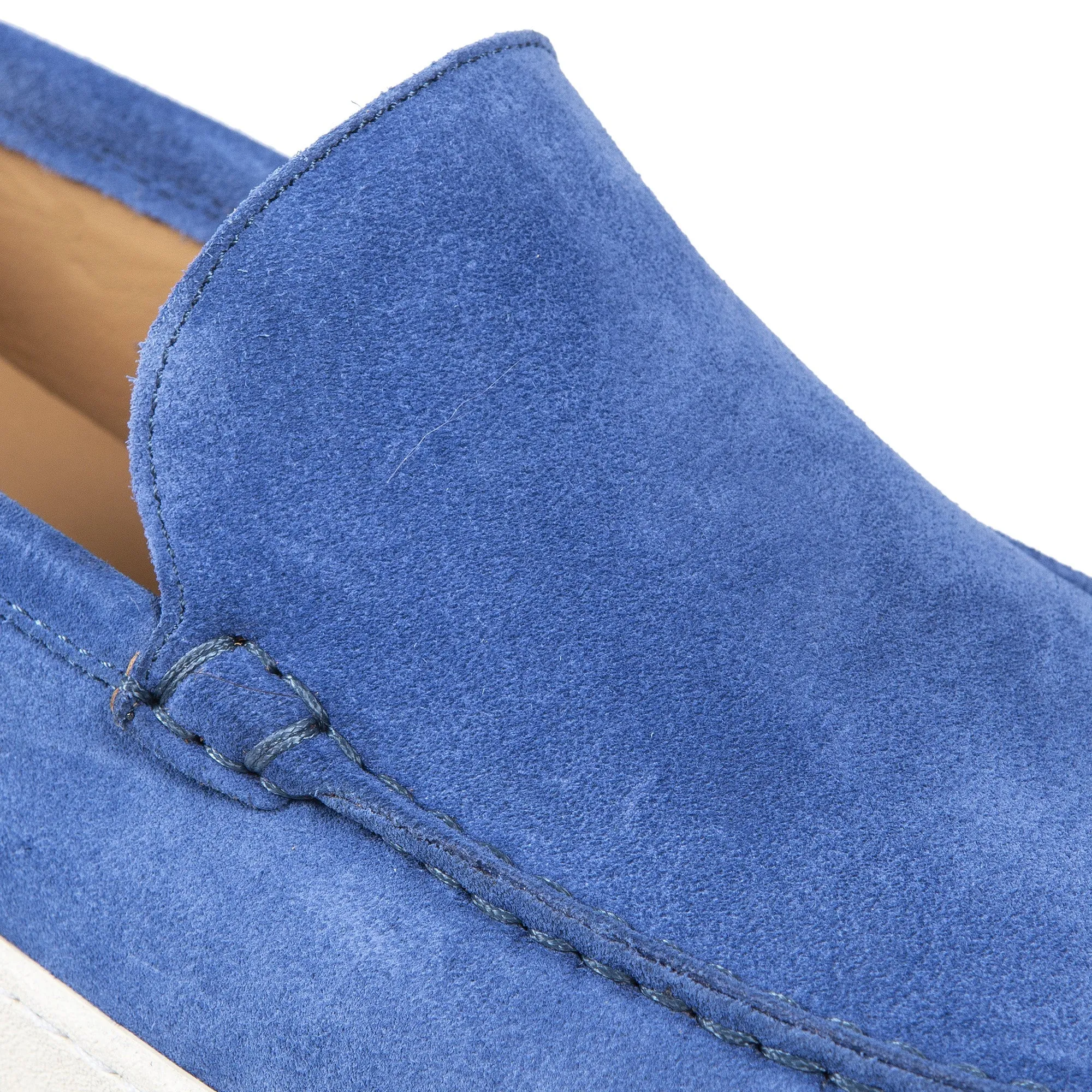 MORESCHI SUEDE SIMPLE LOAFERS BLUE