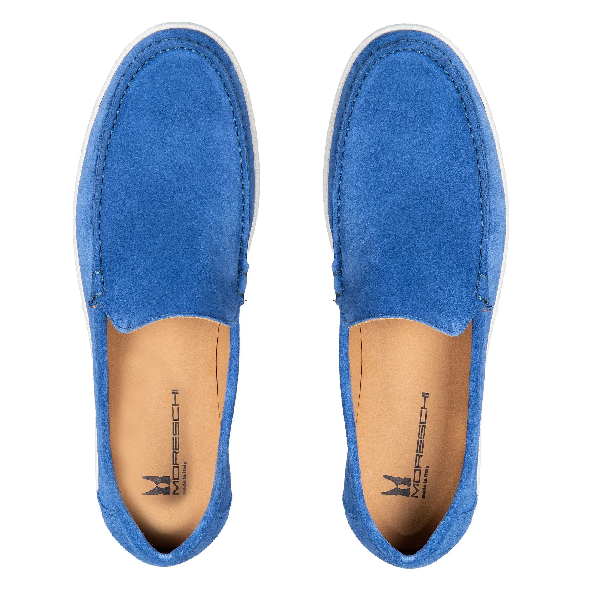 MORESCHI SUEDE SIMPLE LOAFERS BLUE