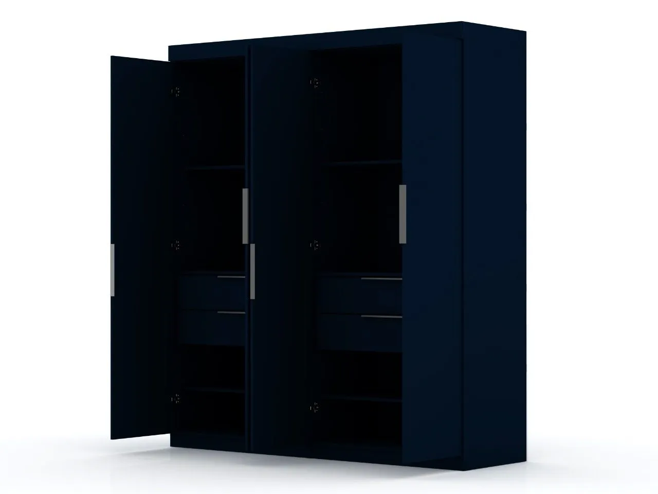 Mulberry 2 Sectional Modern Wardrobe Closet with 4 Drawers - Set of 2 in Tatiana Midnight Blue