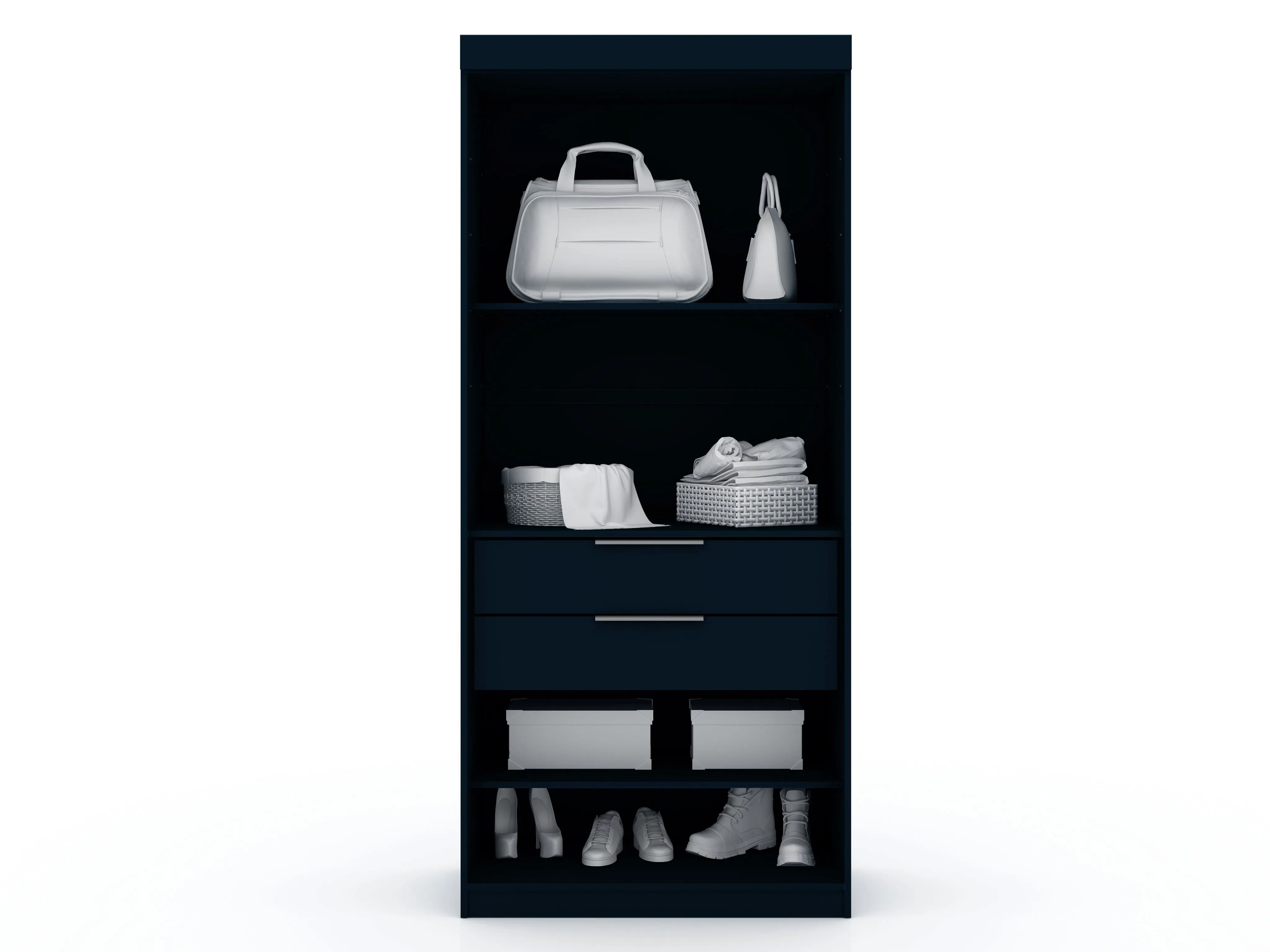 Mulberry 2.0 Sectional Modern Armoire Wardrobe Closet with 2 Drawers in Tatiana Midnight Blue