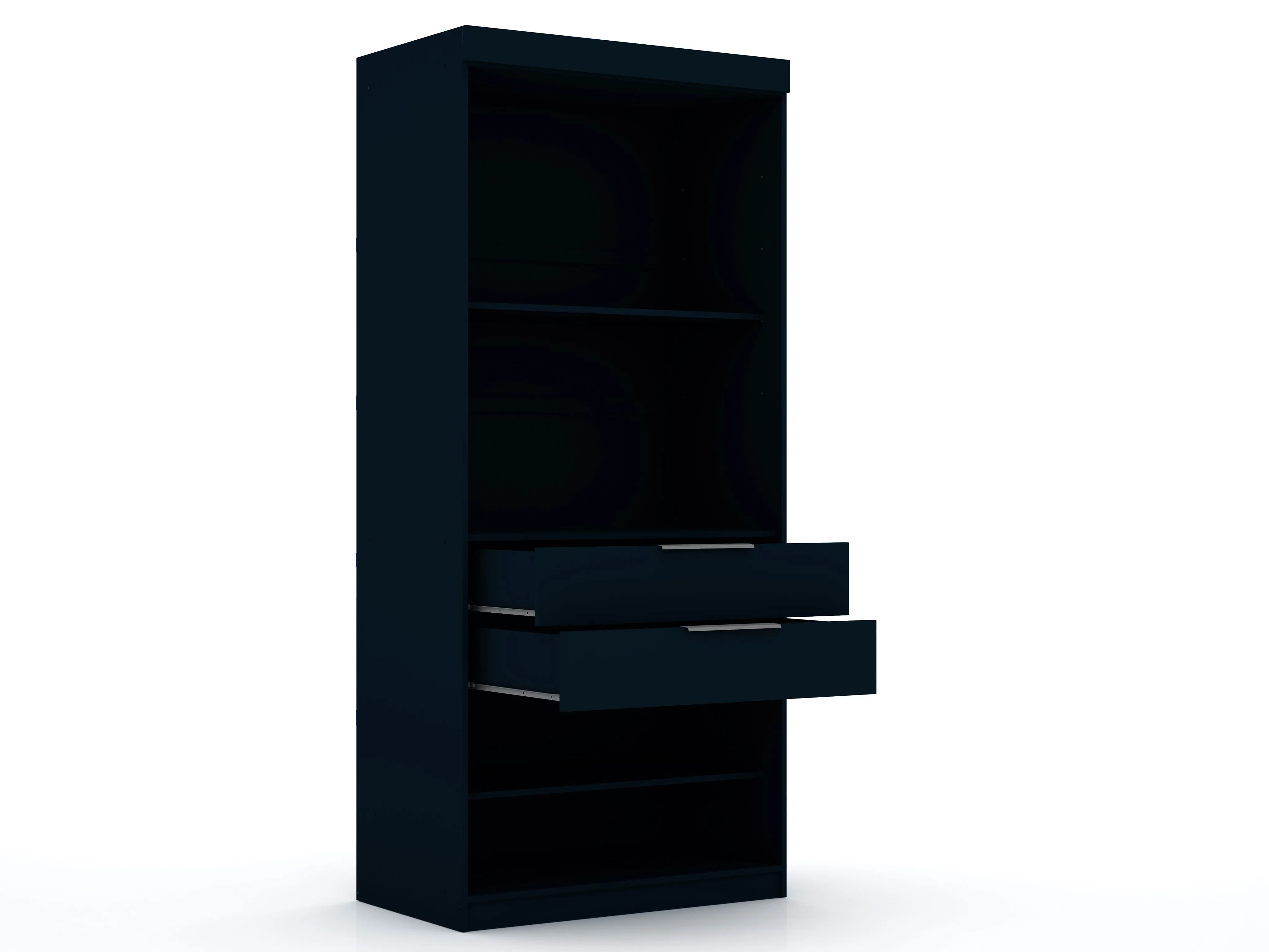 Mulberry 2.0 Sectional Modern Armoire Wardrobe Closet with 2 Drawers in Tatiana Midnight Blue