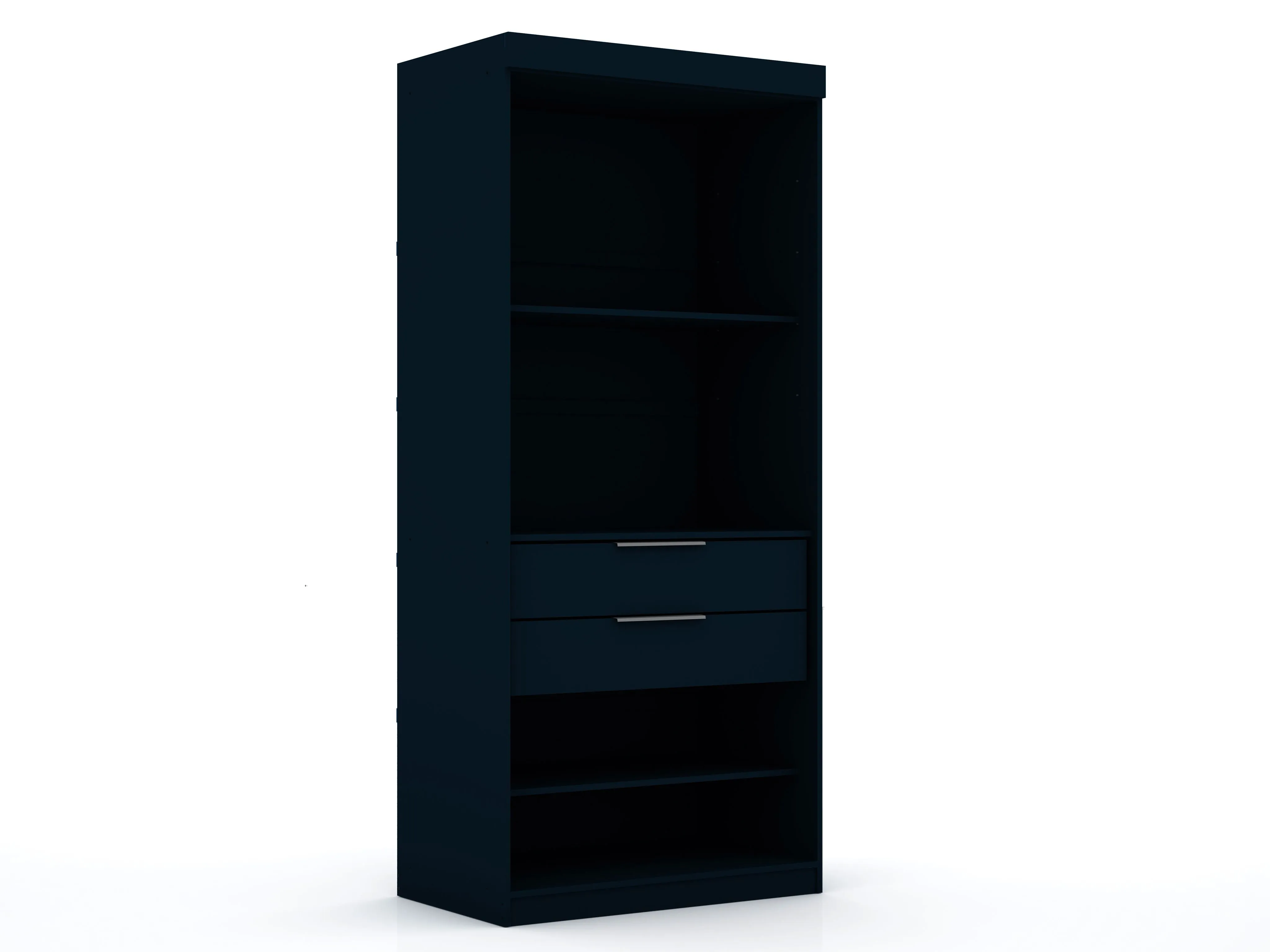 Mulberry 2.0 Sectional Modern Armoire Wardrobe Closet with 2 Drawers in Tatiana Midnight Blue