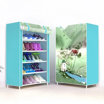 Multi-layer Dust-proof Shoe Cabinet Folding Non-woven Cloth Shoe Storage Stand Holder DIY Assembly Shoe Organizer Rack