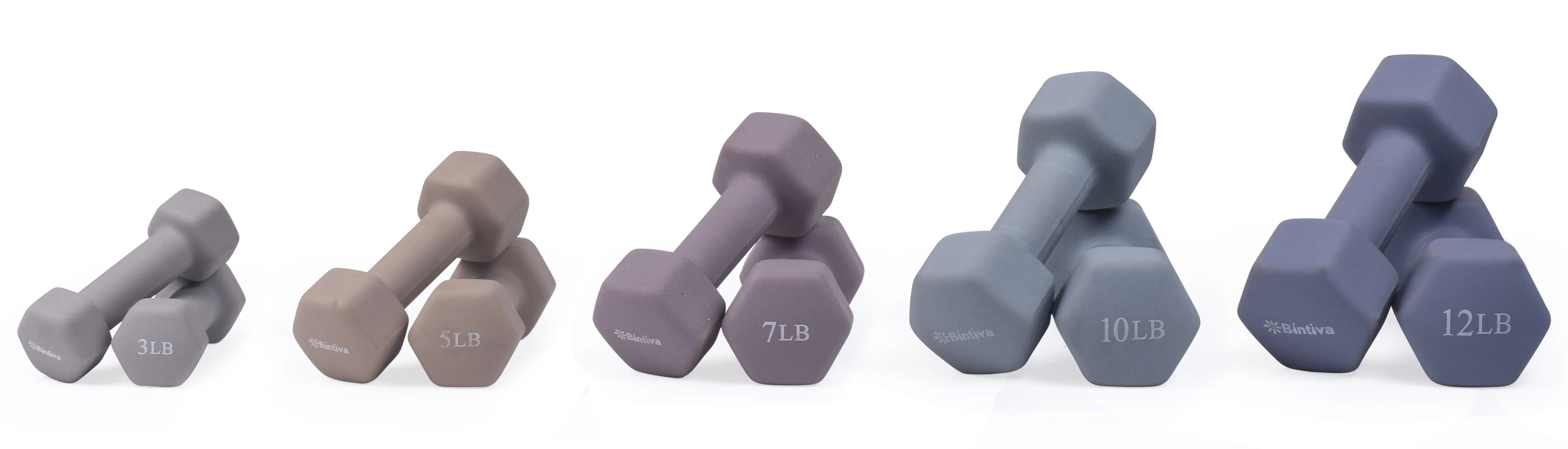 Neoprene Hexagon shaped dumbbells - Earth Tones