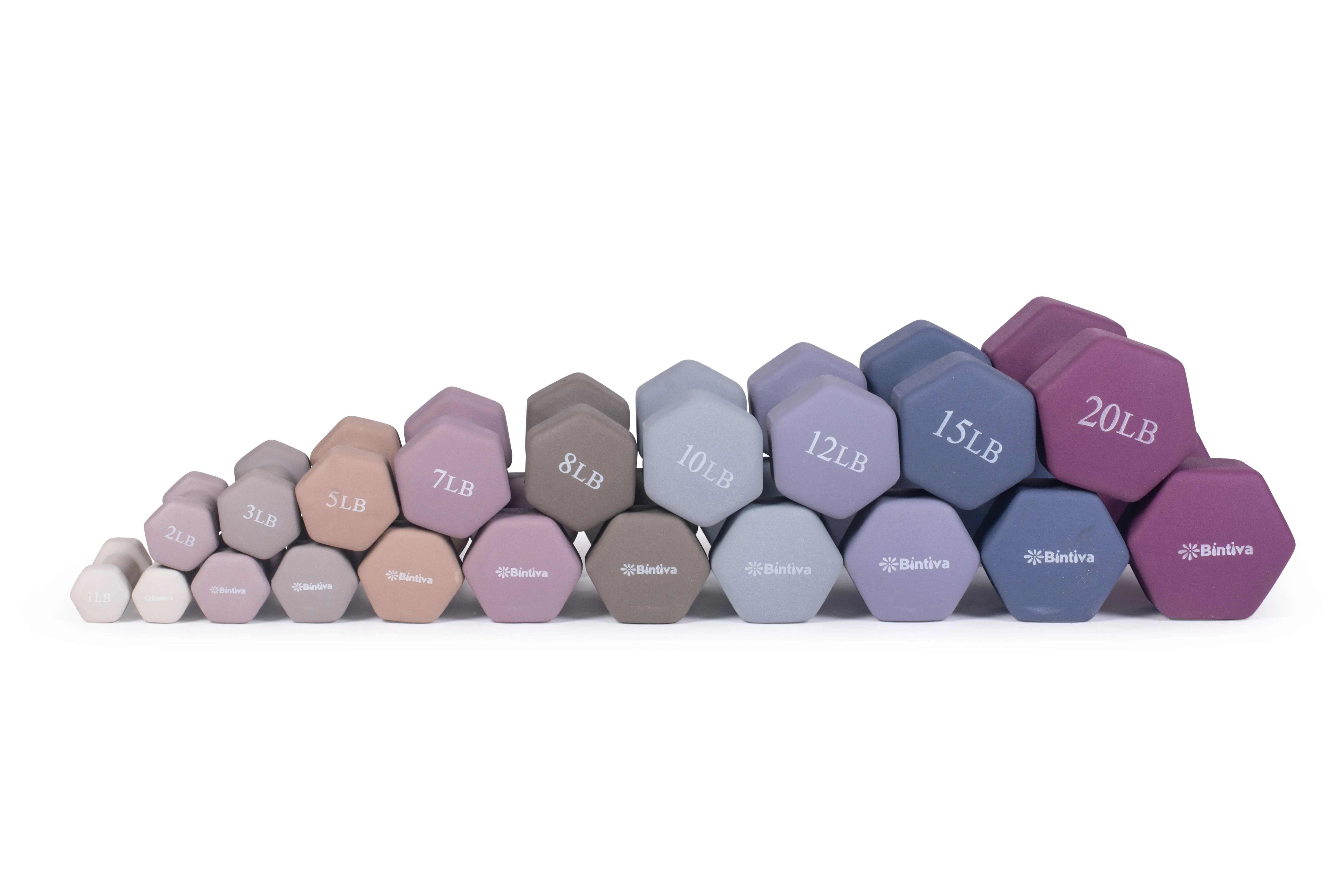 Neoprene Hexagon shaped dumbbells - Earth Tones