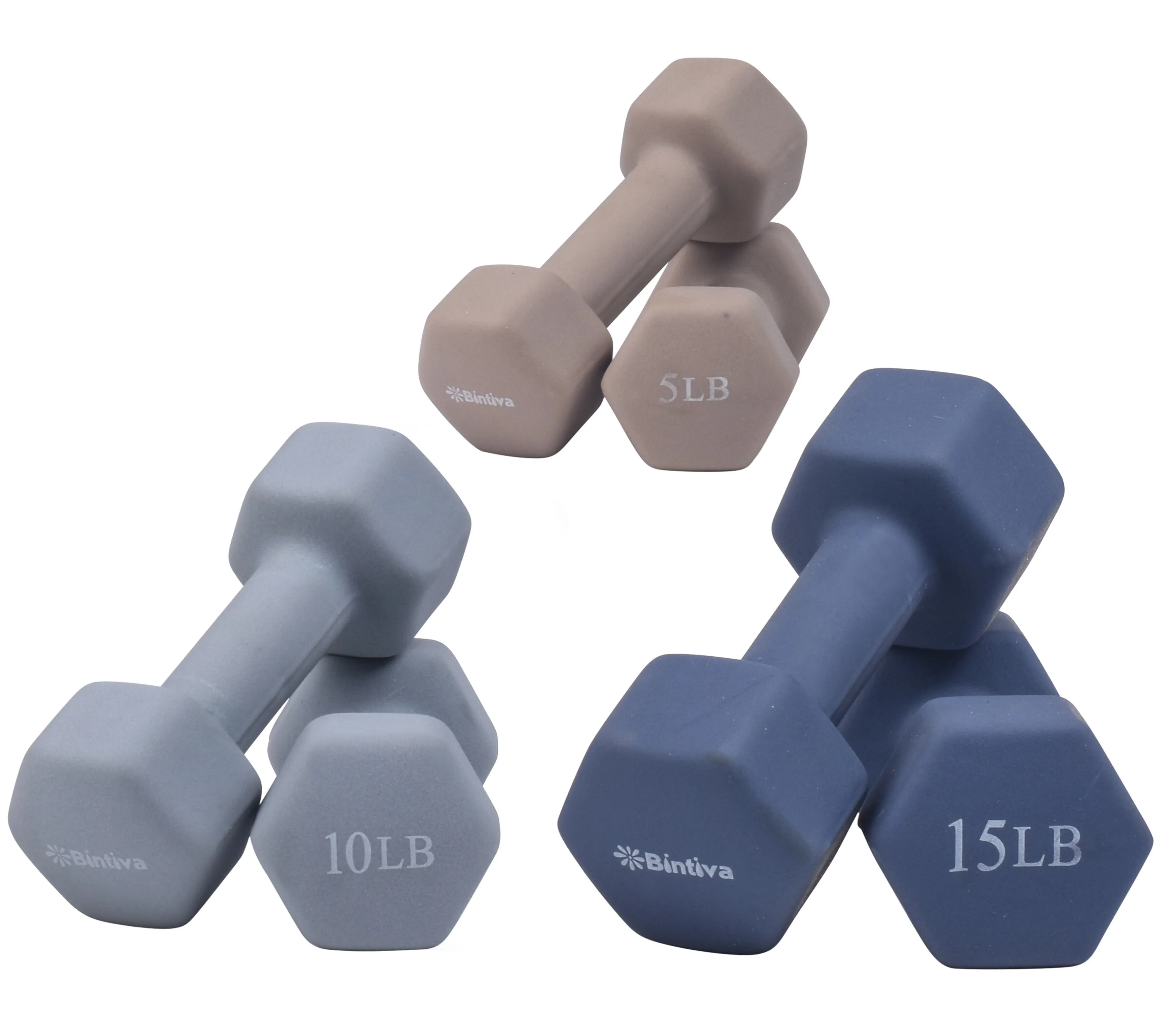 Neoprene Hexagon shaped dumbbells - Earth Tones