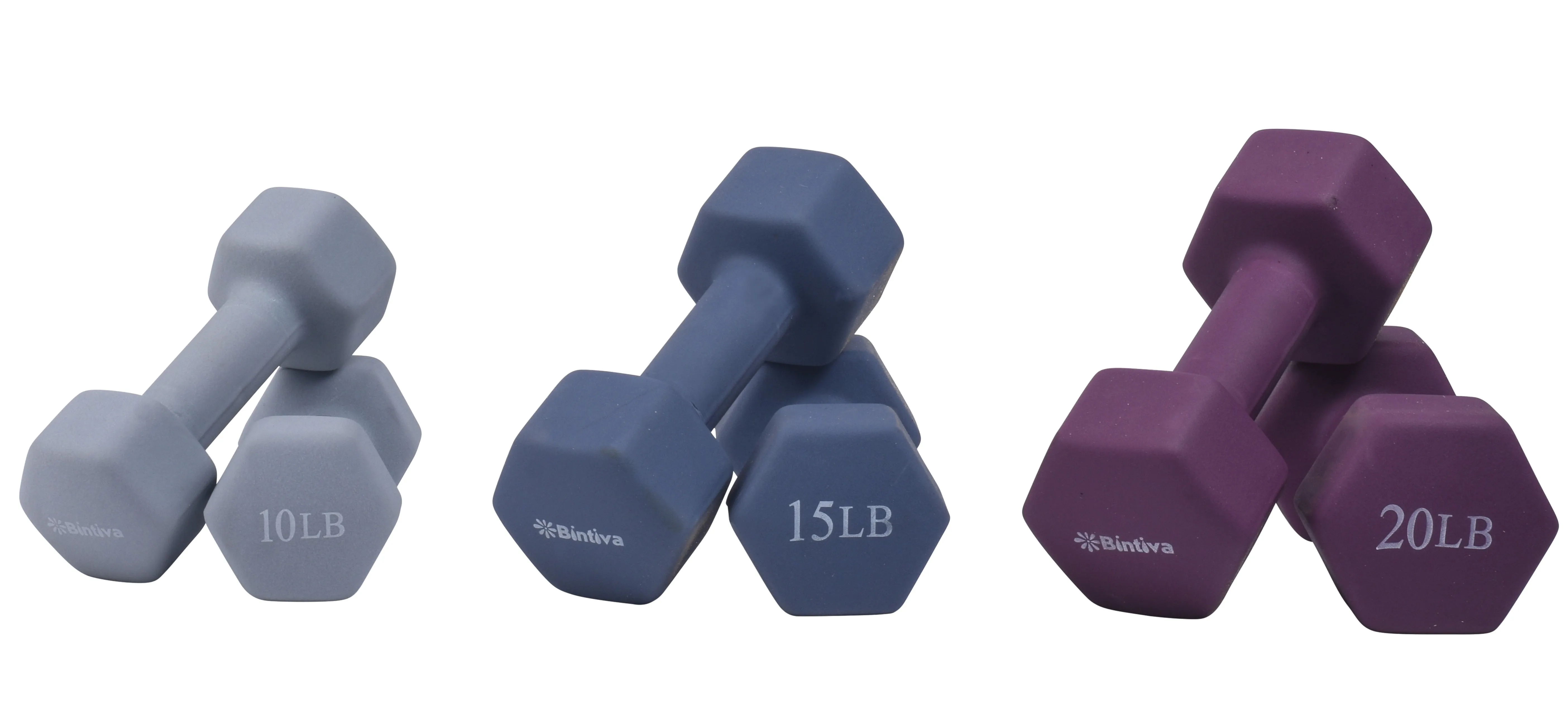 Neoprene Hexagon shaped dumbbells - Earth Tones