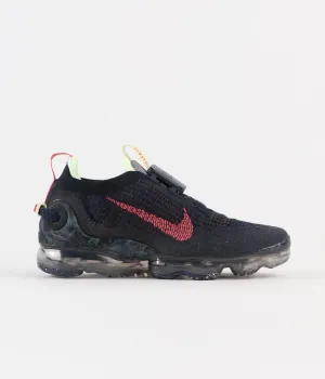 Nike Air Vapormax 2020 Flyknit Shoes - Obsidian / Siren Red - Barely Volt