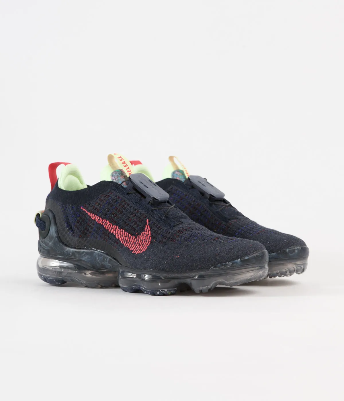 Nike Air Vapormax 2020 Flyknit Shoes - Obsidian / Siren Red - Barely Volt