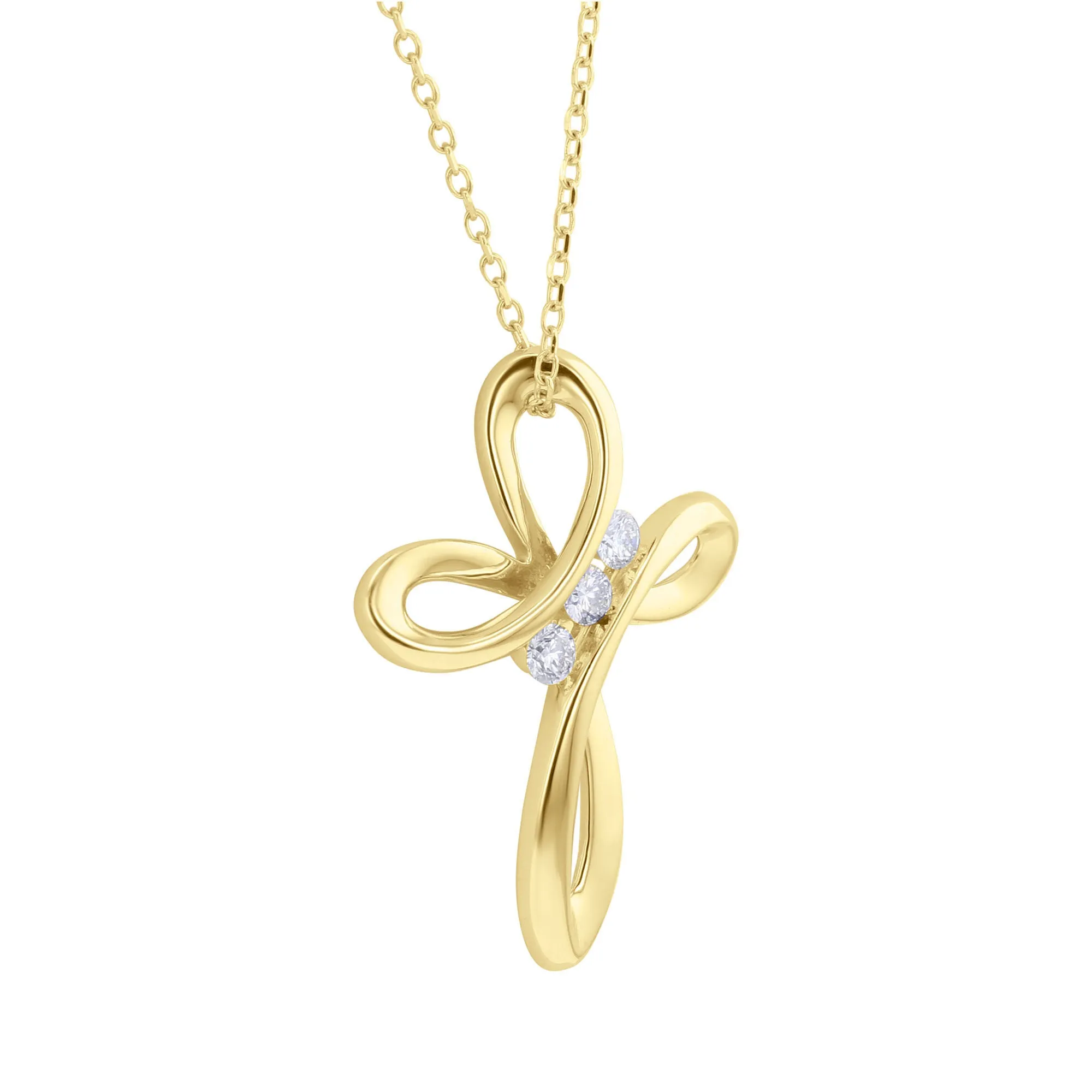 Open Loop Cross Diamond Necklace