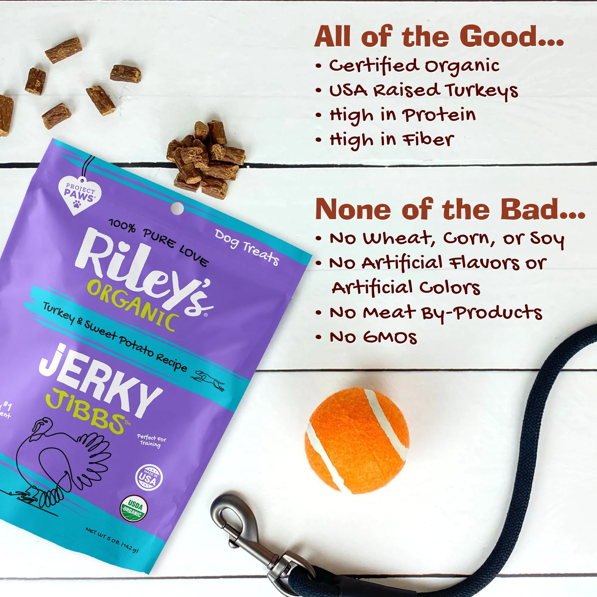 Organic Turkey & Sweet Potato Jerky Jibbs (5oz)