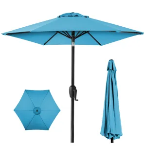 Outdoor Market Patio Umbrella w/ Push Button Tilt, Crank Lift - 7.5ft