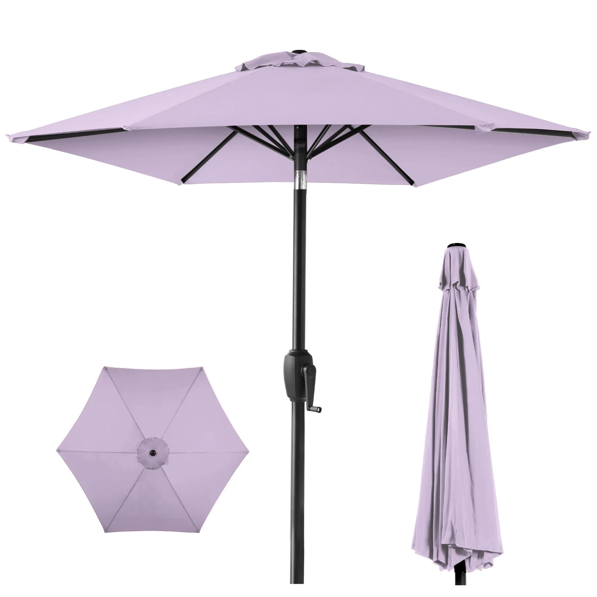 Outdoor Market Patio Umbrella w/ Push Button Tilt, Crank Lift - 7.5ft