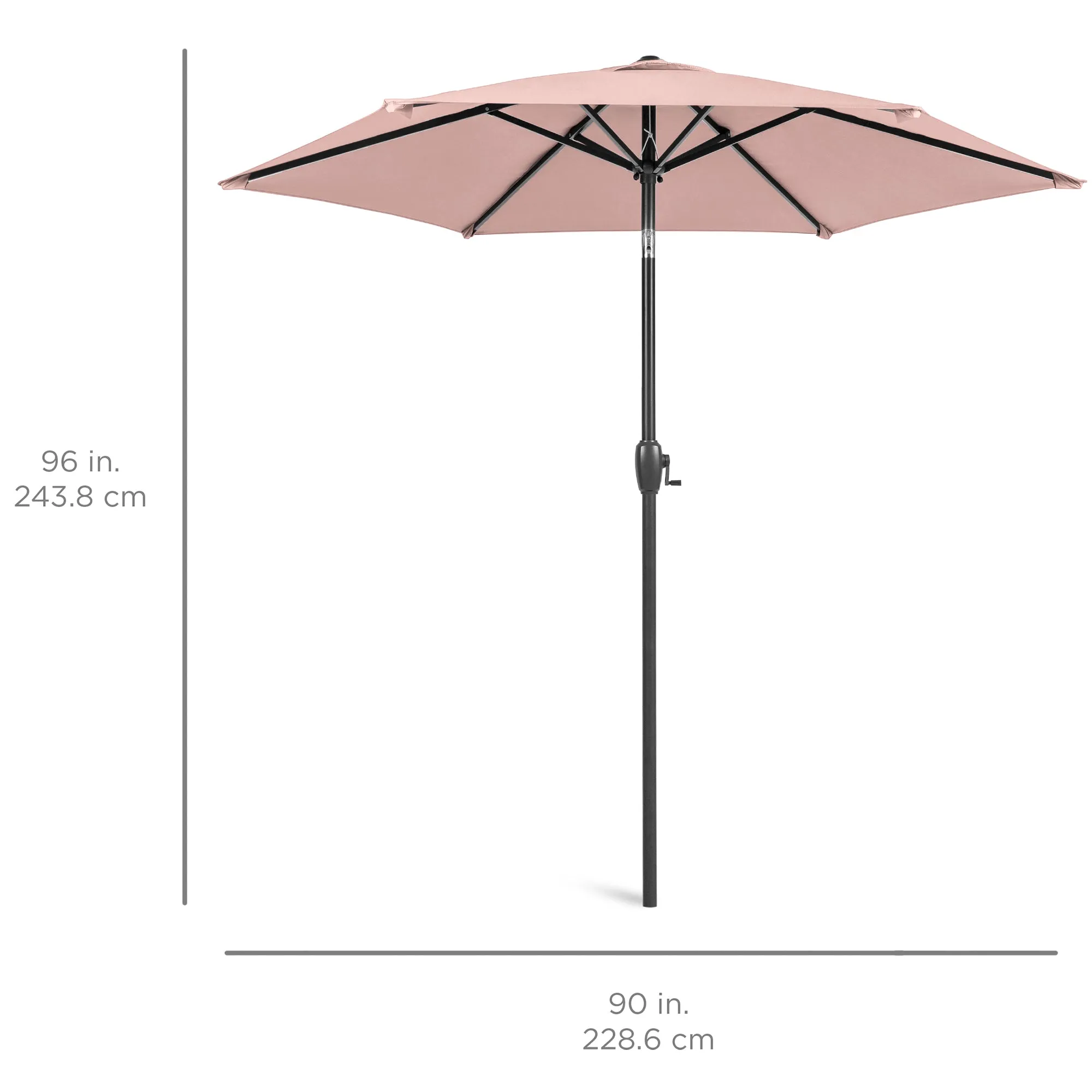 Outdoor Market Patio Umbrella w/ Push Button Tilt, Crank Lift - 7.5ft