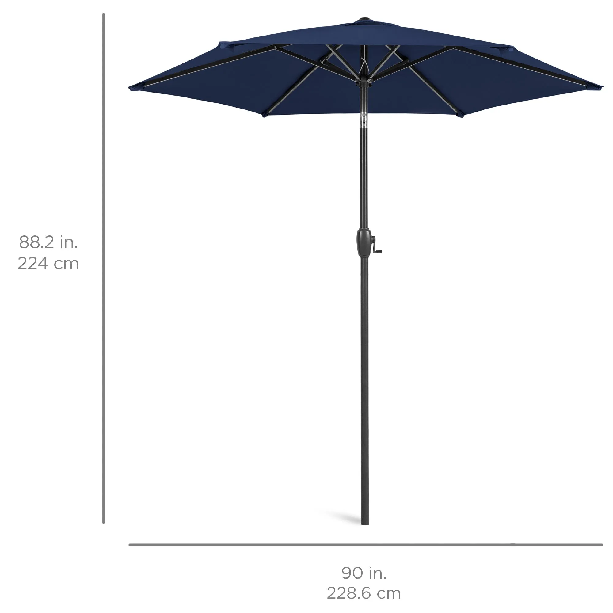 Outdoor Market Patio Umbrella w/ Push Button Tilt, Crank Lift - 7.5ft