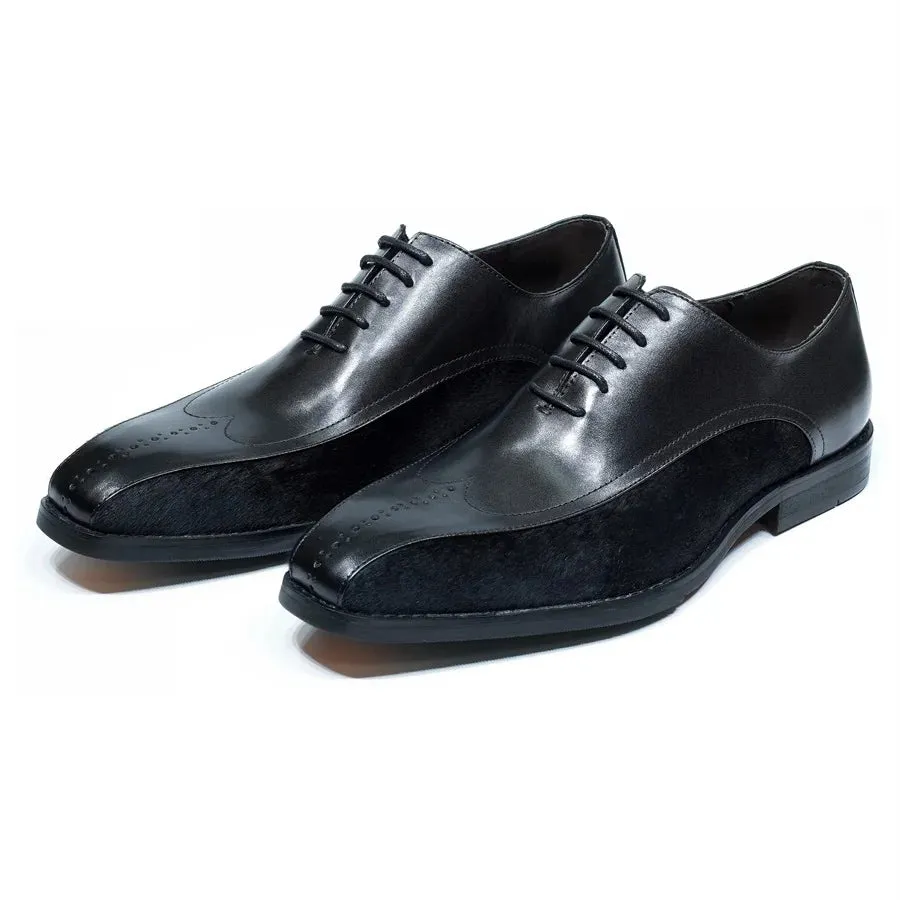 Oxford Dress Suede Wingtip Black Shoes