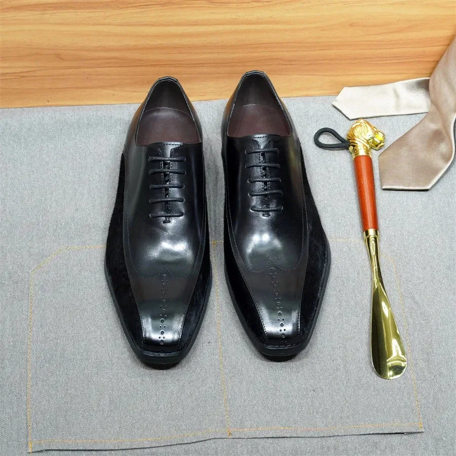 Oxford Dress Suede Wingtip Black Shoes