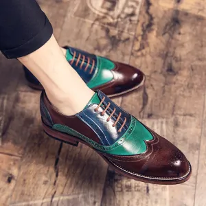 Patchwork Color Platform Brogue Shoes