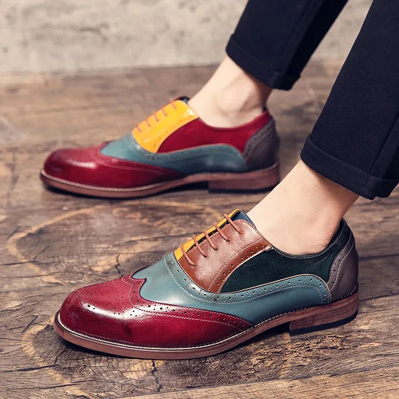 Patchwork Color Platform Brogue Shoes