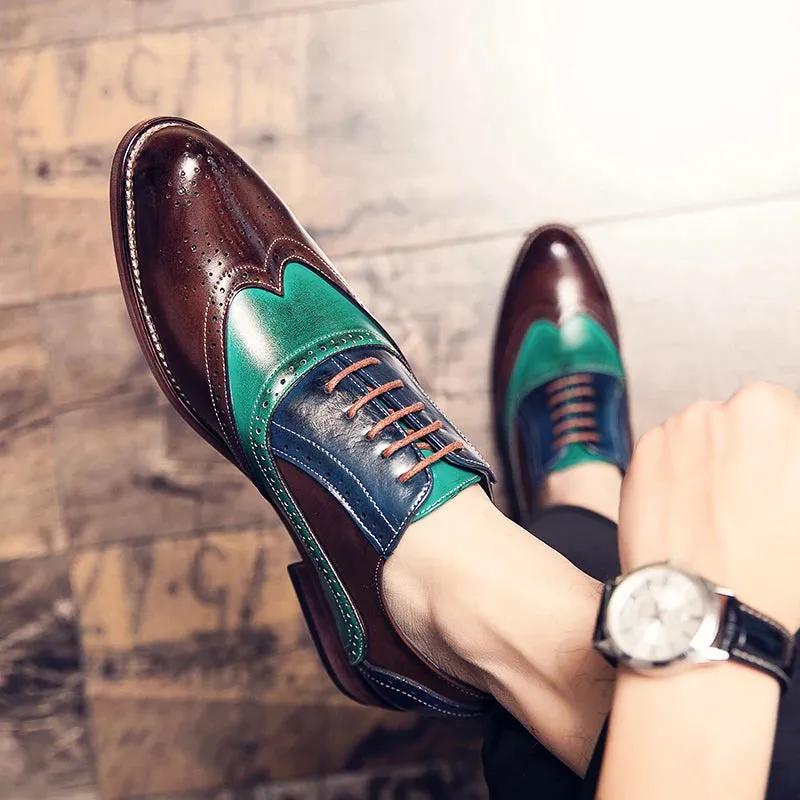 Patchwork Color Platform Brogue Shoes