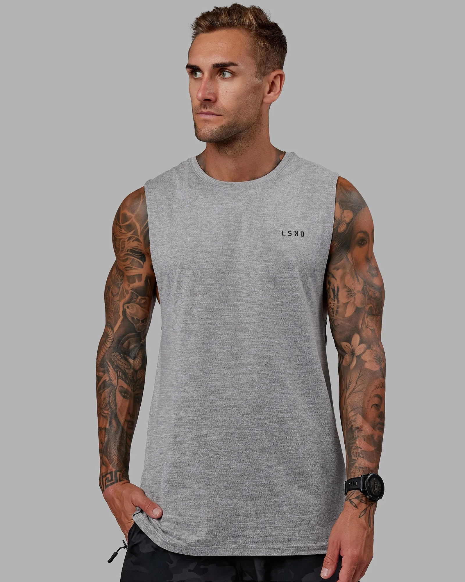 Perform VapourFLX Muscle Tank - Light Grey Marl