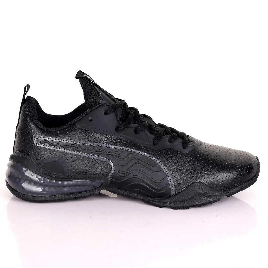 PM Black Silver Perf Low Sneakers Designed