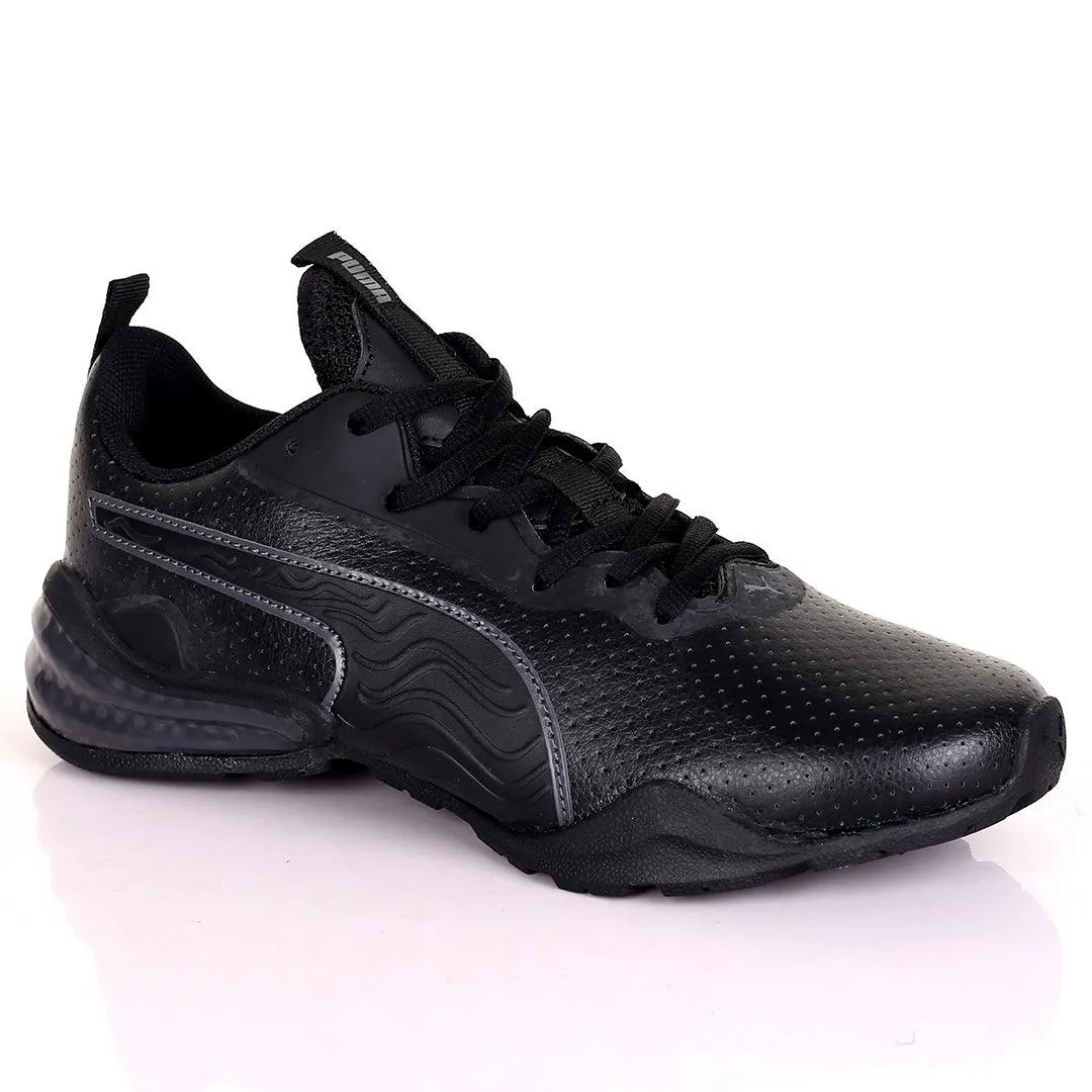 PM Black Silver Perf Low Sneakers Designed